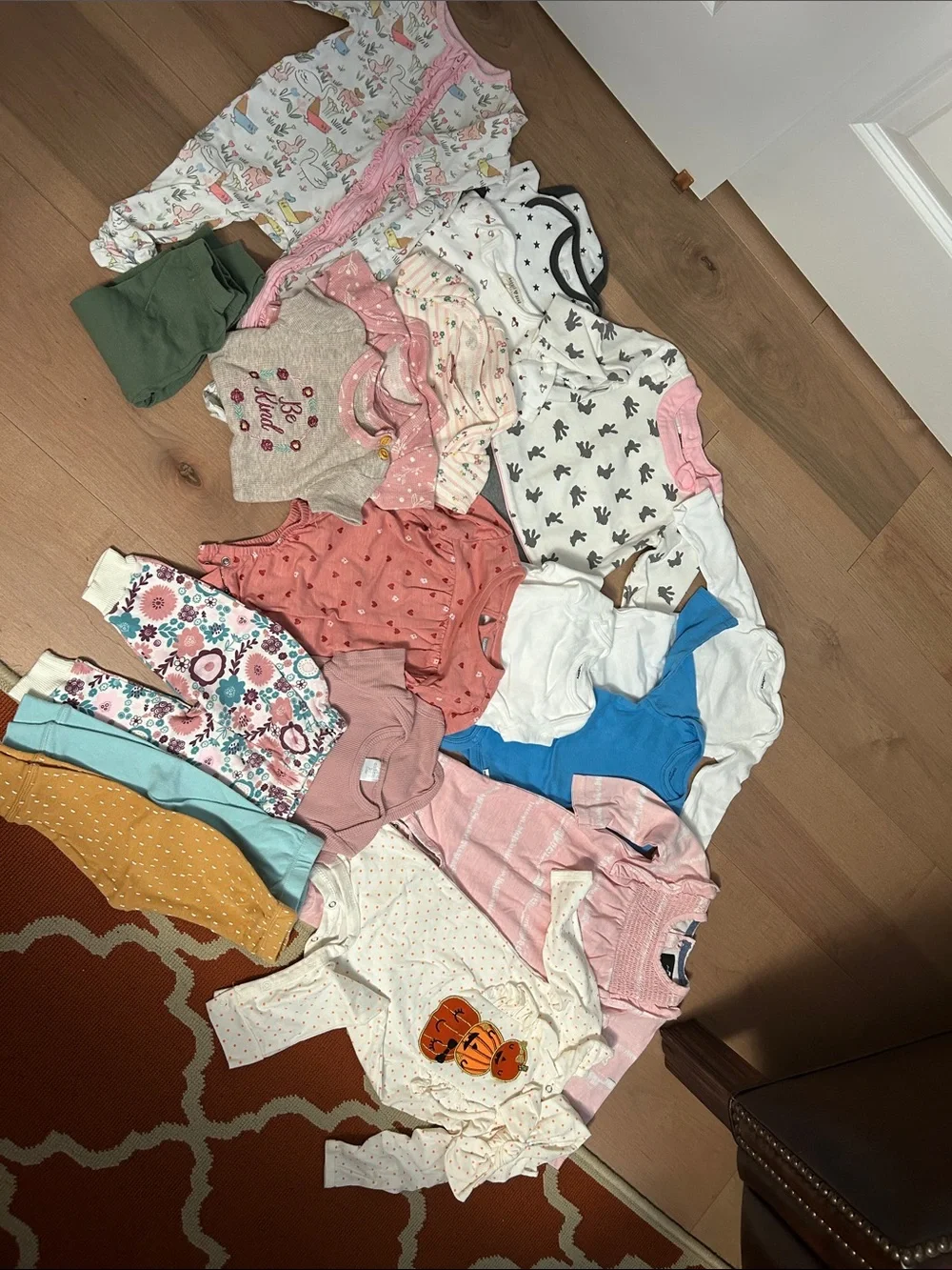 Assorted Baby Girls Onesies, Outfits, & Sleepers - Pink, White, Coral, Blue